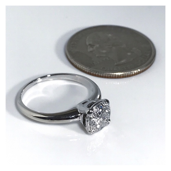 14KT GYPSY SET DIAMOND MID CENTURY MODERN SOLID WHITE GOLD RING - Picture 11 of 13